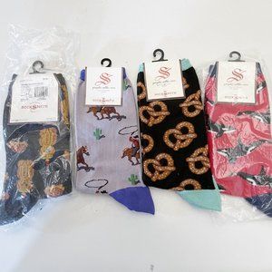 NEW Socksmith Womens 4 Pair Socks Cowboy Honey Bear Killer Whales Pretzels NWT